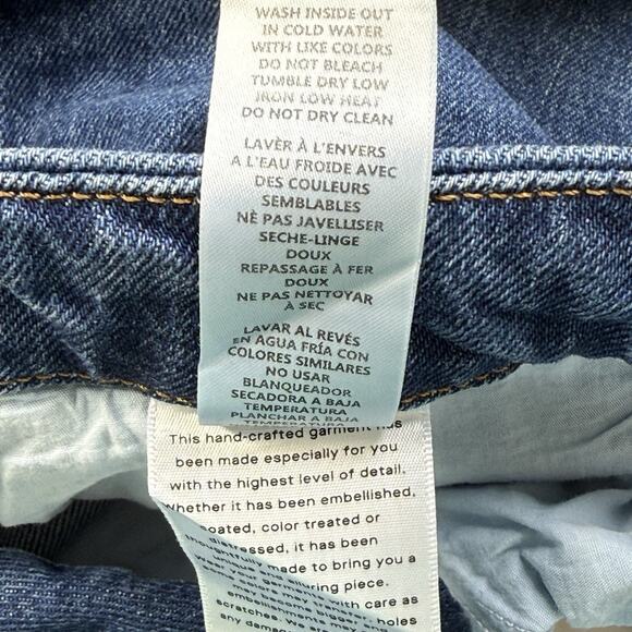 Good American Good Curve Raw Hem Straight Crossover Jeans Size 12 31 Asymmetric - Picture 9 of 11